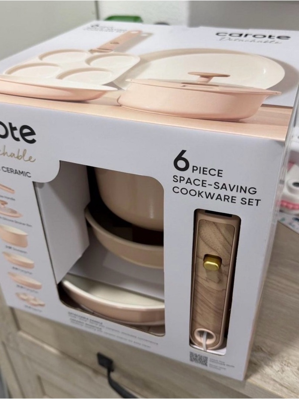 6-Piece Space-Saving Cookware Set — Blush Cream